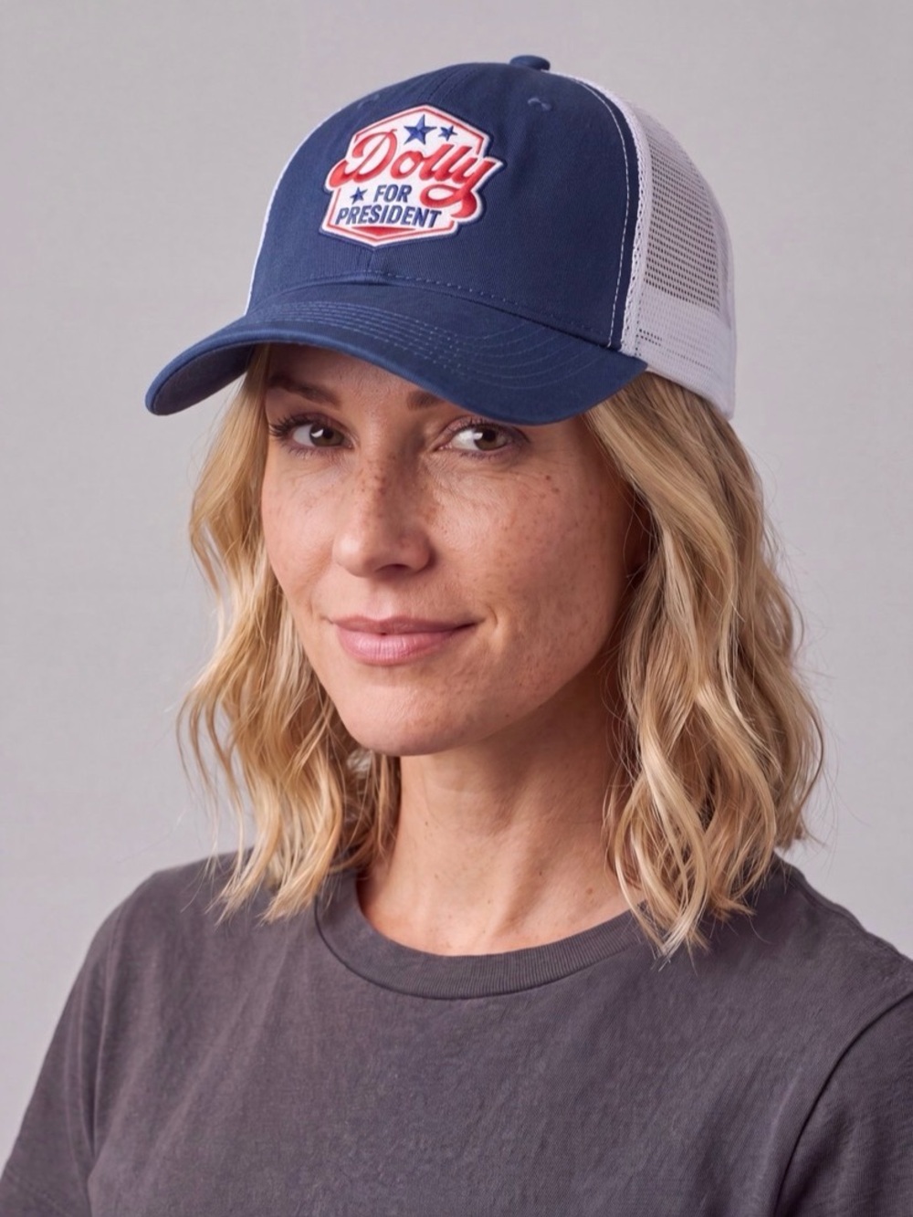 Dolly Parton for President Mesh Trucker Hat Cap Navy Blue